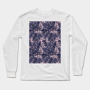 Botanicals and Dots - Hand Drawn Design - Pink, Grey, and Purple Long Sleeve T-Shirt